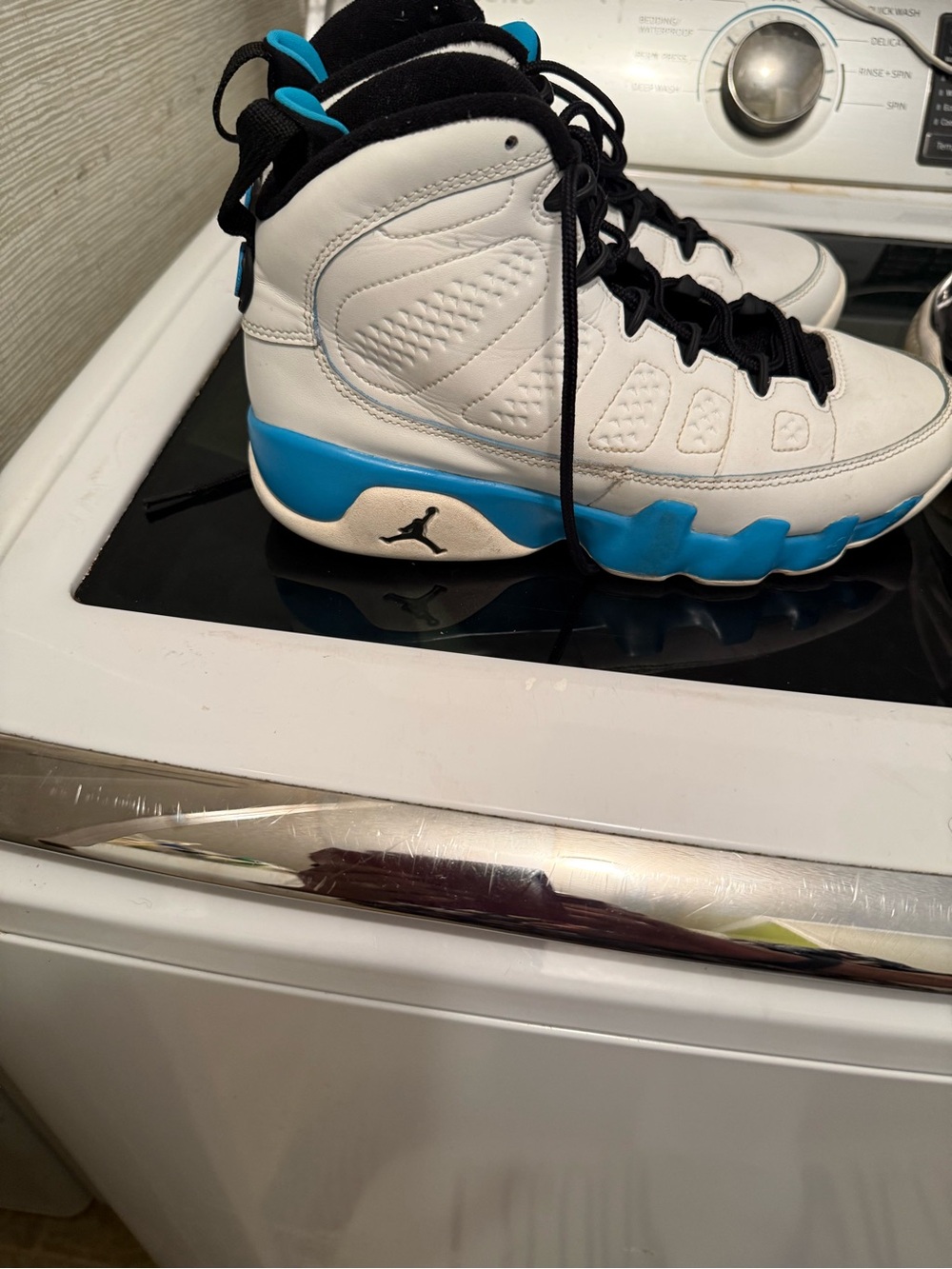 Jordan Kids High-Top Sneakers in White and Blue with Black Accents